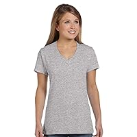 Hanes Women's Nano- V-Neck T-Shirt Light Steel Large