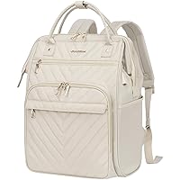 VANKEAN 17 Inch Laptop Backpack Carry On Backpack for Women Men Computer Work Bag, Large Capacity Waterproof Backpack with USB Port & RFID Pockets, College Daypack Business Travel Backpack, Beige