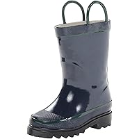 Kids Waterproof Rubber Solid Classic Rain Boot with Easy Pull on Handles, Traction outsole - Outdoor Boots for Boys and Girls