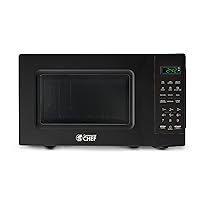 COMMERCIAL CHEF 0.7 Cu Ft Microwave with 10 Power Levels, 700W Microwave with Digital Display, Countertop Microwave with Child Safety Door Lock, Programmable with Push Button, Black