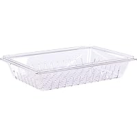 Carlisle FoodService Products Storplus Food Storage Container Colander with Stackable Design for Catering, Buffets, Restaurants, Polycarbonate (Pc), 26 x 18 Inches, Clear