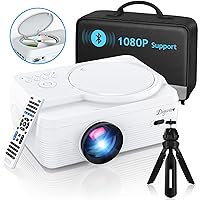 Full HD Bluetooth Projector Built in DVD Player, 12000LM 1080P Supported, Portable Mini DVD Projector for Outdoor Movies, 250