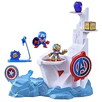 Marvel Stunt Squad Tower Smash Playset, Captain America vs. Thanos, 1.5-Inch Super Hero Action Figures, Marvel Toys for Kids Ages 4 and Up