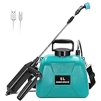 Electric Plant Sprayer, 1.35 Gallon/5L Battery Powered Sprayer with USB Rechargeable Handle, Potable Garden Sprayer with Telescopic Wand, Plant Sprayer for Yard Lawn Weeds Plants (Green)