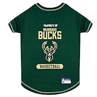 Pets First Cute Dog T-Shirt, X-Large - NBA Milwaukee Bucks Dog & Cat Shirt with Basketbal Team Logo. A Comfortable & Fashionable Yet Durable Pet Outfit, Sporty Dog Shirt