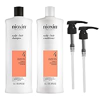 Nioxin System 4 Shampoo & Conditioner Prepack, For Color Treated Hair with Progressed Thinning, Pumps Included, 33.8 fl oz (Packaging May Vary)