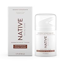 Native Moisturizing Daily Facial Moisturizer Gentle Face Lotion Hydrating Cream for Women and Men with Vitamin B3 & Coconut Lightweight Non Greasy Formula - 1.7 fl oz
