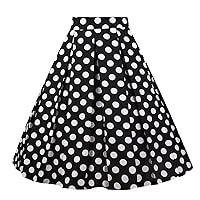 Girstunm Women's Pleated Vintage Skirt Floral Print A-line Midi Skirts with Pockets