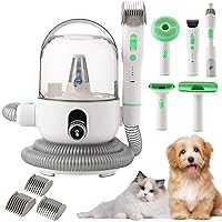Pet Grooming Kit, Low Noise Dog Grooming Vacuum with 2L Dust Box, Vacuum Suction 99%, Pet Hair Vacuum Cleaner with Grooming Tools, Suitable for Dogs Cats and Other Animals, Green