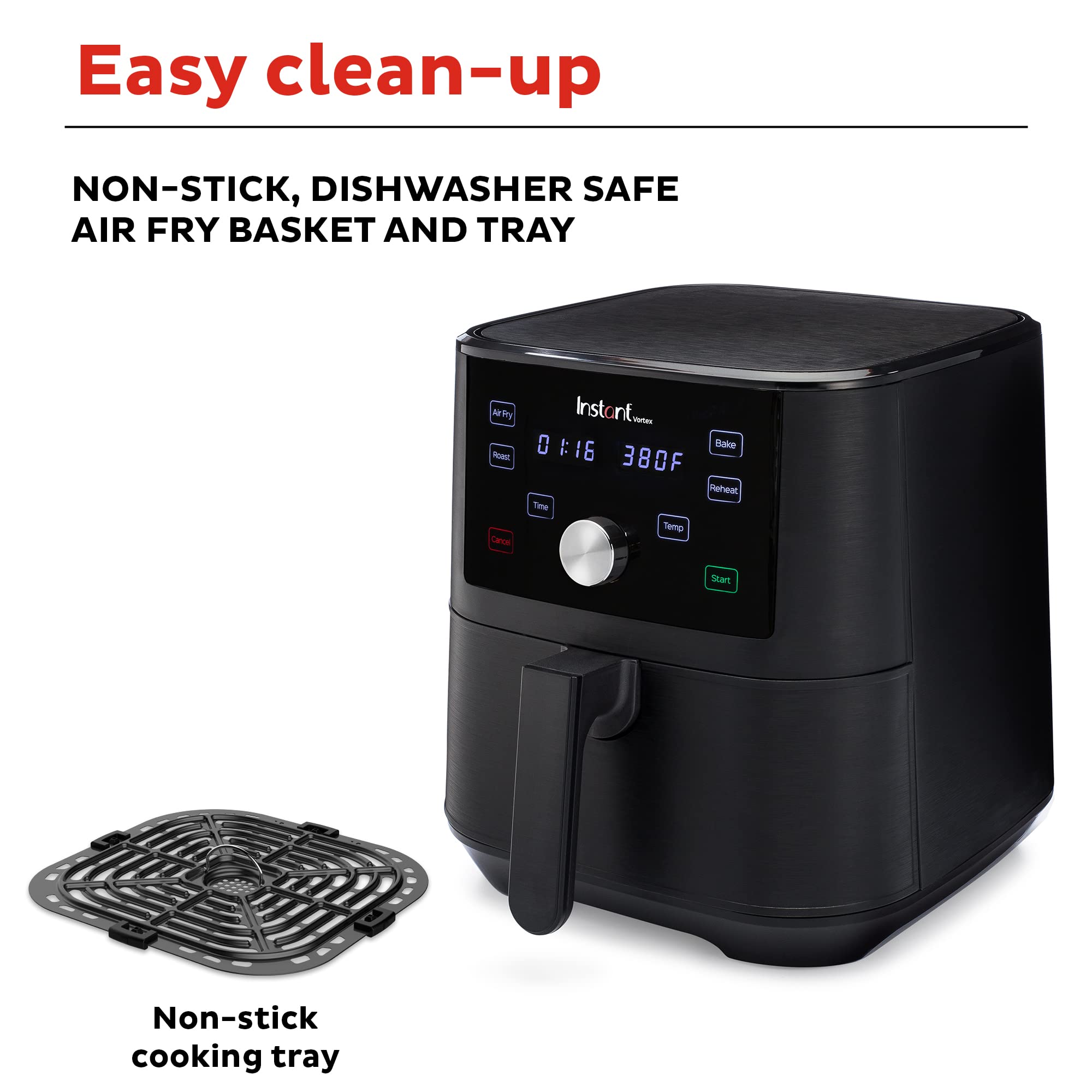 Instant Pot Vortex 6QT Large Air Fryer Oven Combo, Customizable Smart Cooking Programs, Digital Touchscreen, Nonstick and Dishwasher-Safe Basket, Includes Free App with over 1900 Recipes