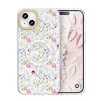MILPROX Compatible with iPhone 15 Plus Case - Compatible with MagSafe - Cute Flower Floral Pattern with Girls/Women - Magnetic Slim Protective Phone Cover - 6.7