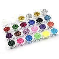 24 Color Body Glitter Set, Fine Nail Glitter, Suitable for Holiday Makeup, Cosmetics, Cosmetic Glitter for Body Nails Face Hair Eyeshadow Lip Gloss Making
