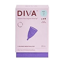 DIVA Cup - Medical Grade Silicone Cup for Period Care - Reusable Menstrual Cup - Up to 12 Hours of Continuous Wear - Model 0 (For Slim Vaginal Canals & First-Time Users)