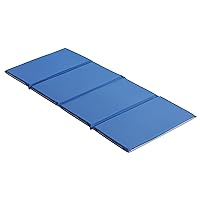 ECR4Kids Everyday Folding Rest Mat, 4-Section, 1in, Sleeping Pad, Blue/Grey