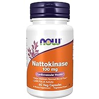 NOW Supplements, Nattokinase 100 mg (from Non-GMO Soy) with 2,000 FUs of Activity, 60 Veg Capsules