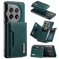 for Oneplus 1+ 11 Phone Case, Strong Magnetic Detachable Card Holder, Full Protection Business Back Cover, Shell with Soft Lining, Coin Purse with Stand Function Green