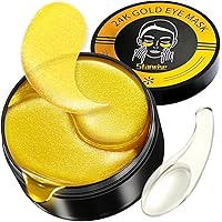 24k Gold Under Eye Patches - 60 Pcs Eye Mask Pure Gold Anti-Aging Collagen Hyaluronic Acid Under Eye Mask for Dark Circles, Puffiness & Wrinkles Refresh Your Skin (Gold)