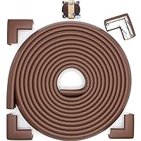 Roving Cove Slim-Fit Corner Edge Protector for Baby Proofing (Small 15ft Edge 4 Corners), Furniture Safety Bumper Guard, Soft NBR Rubber Foam, 3M Adhesive, Coffee Brown
