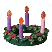 Fabric Christmas Advent Wreath with Candles and Holly