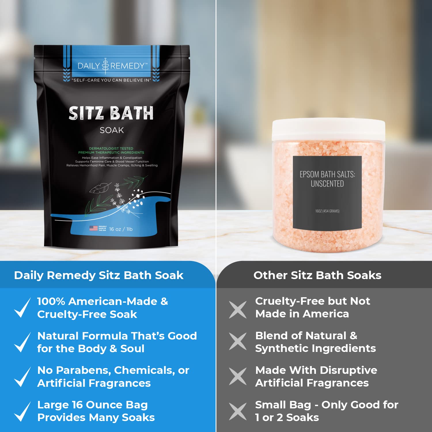 All Natural Sitz Bath Soak with Epsom Salt - Made in USA - for Postpartum Care, Hemorrhoid Treatment, Fissure Treatment & Yoni Steam - Perineal Soaking Bath That Soothes and Cleanses Inflammation