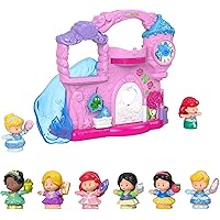 Disney Princess Little People Play & Go Castle Portable Playset with Ariel & Cinderella Figures for Ages 18+ Months + 6 Character Figures For Pretend Play Ages 18+ Months [Amazon Exclusive]