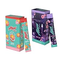Alani Nu Juicy Peach and Cosmic Stardust Energy Sticks Bundle | Energy Drink Powder | 200mg Caffeine | Pre Workout Performance with Antioxidants | On-The-Go Drink Mix | Biotin | 20 Total Packs