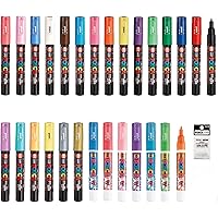 VERSAINSECT rylic Paint Pens Extra Fine Point Tip width 0.7mm 28 colors PC-1M, Acrylic Paint Markers for Rock, Fabric, Glass, Metal Including Pens Tip Refill PCR-1