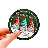 100 Pcs Christmas Stickers Christmas Gift Tags Red and Green Buffalo Plaid Christmas with My Gnomies Stickers Christmas Decorations Stickers for Water Bottles Laptop Envelope Seals Goodie Bags Christ