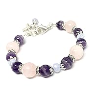 Gia Miscarriage and Fertility Bracelet Featuring Natural Gemstones/Rose Quartz, Blue Lace Agate, Amethyst/TTC gift/crystal healing jewelry/Gifts after loss