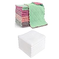 AIDEA Microfiber Cleaning Cloths White-8PK, Strong Water Absorption, Lint-Free, Scratch-Free, Streak-Free, Dish Towels White (11.5in.x11.5in.)