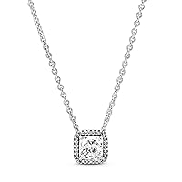 Pandora Jewelry Square Sparkle Halo Cubic Zirconia Necklace in Sterling Silver - Mother's Day Gift with Gift Box - 17.7