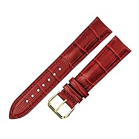 Alligator Crocodile Grain Leather Watch Band Strap Gold Pin Buckle Black Brown Blue Red White