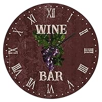 Wood Wall Clock 16in Grape Wine Bar Wooden Clock Wine Grapes Art Battery Operated Clock Wine Lovers Gift Personalised Wine Lovers Gift Funky Novelty for Master Room Shop Front Door