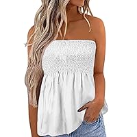 Tube Tops for Women Ladies Summer Fashion Bustier Top Cute Sexy Strapless Shirts Floral Print Sleeveless T-Shirt