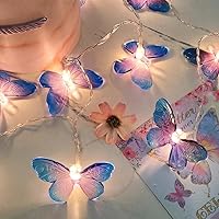 GIHOO Butterfly Fairy Lights 9.8ft Pink Purple LED Butterfly String Lights for Bedroom Indoor Wedding Baby Shower Spring Butterfly Party Decoration