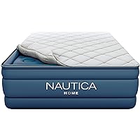 Nautica Home Cloud Supreme Air Mattress Inflatable Bed for Guests, Travel and Camping: Offset Coil Construction with Built in Pump, 2 Minute Inflation, and Zip Off Pillowtop, 20