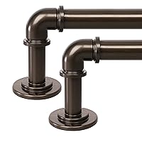 OLV Bronze Industrial Curtain Rods 2 Pack,Curtain Rods for Windows 48 to 84 inch(4-7ft),1'' Blackout Wrap Around Curtain Rods,Indoor and Outdoor