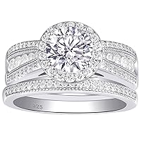 Newshe Jewellery 2Ct Bridal Sets Wedding Rings AAAAA Cz Womens Ring 925 Sterling Silver Radiant Engagement Band Size 5-10