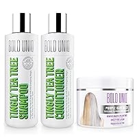 Purple Hair Mask and Tea Tree Shampoo and Conditioner Set - Hydrating and Nourishing Hair Care Bundle for Blonde, Silver and Gray Hair - Paraben & Sulfate Free, Cruelty Free and Vegan Friendly