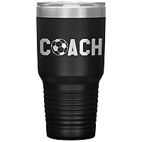 Soccer Coach Tumbler - Soccer Coach Gift 30oz Insulated Engraved Stainless Steel Soccer Coach Cup Black