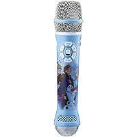 eKids Disney Frozen 2 Bluetooth Karaoke Microphone with LED Disco Party Lights, Portable Speaker Compatible with Siri Google Assistant, for Fans of Frozen Toys and Gifts