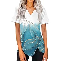 Womens Tshirts Loose Casual Crewneck Short Sleeve Spring Tops Basic Vacation Teeshirt 2024 Summer Trendy Outfits Turquoise