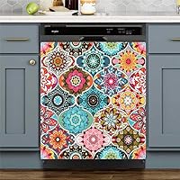 Greture Kitchen Dishwasher Magnet Decorative Cover Boho Pattern Sticker, Magnetic Fridge Cabinet Door Magnet, Appliance Front Cover, 23x26inch, 23 W x 26 H inch