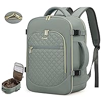 LOVEVOOK Carry on Backpack, 30L Travel Backpack for Women Airline Approved,Luggage Business Weekender Overnight Daypack as Personal Item fit for 15.6 inch Laptop,Gray Green