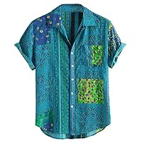 Men's Vintage Summer Short Sleeve Shirt Regular Fit Casual Button Down Beach Shirts Summer Holiday Hawaiian Vacation Shirt