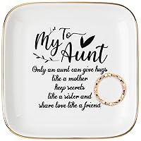 Aunt Gifts Ceramic Ring Dish Jewelry Tray - Birthday Mothers Day Christmas Gifts for Aunt from Niece