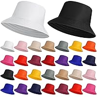 Haysandy 30 Pieces Solid Bucket Hat Bulk Packable Fishing Hats Travel Bucket Hat Beach Fishing Cap for Women Men Girls