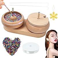 Wooden Bead Spinner Kit with Crystal Thread and 1000PCS Mixed Colored Beads Double Bowl Spinner with 2PC Beaded Needles String Set 2