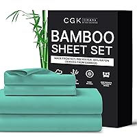King Size Sheets - Cooling and Breathable Sheets - 60% Polyester, 40% Rayon Derived from Bamboo - Super Soft Sheets - Comfy - Sheets for Hot Sleepers to Stay Cool, Fits King Sized Bed (King, Spa Blue)