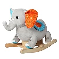 Linzy Toys Grey Elephant Baby Rocker, Kids Ride on Toy for Toddlers Age 1+, Infant (Boy/Girl) Plush Animal Rocker, Grey,(37631), 23.6 x 13.7 x 19.6 inches